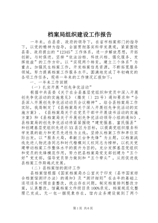 档案局组织建设工作报告