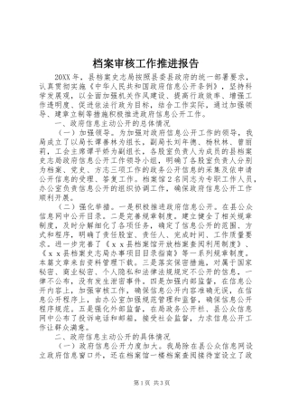 档案审核工作推进报告