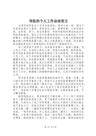 导医的个人工作总结范文
