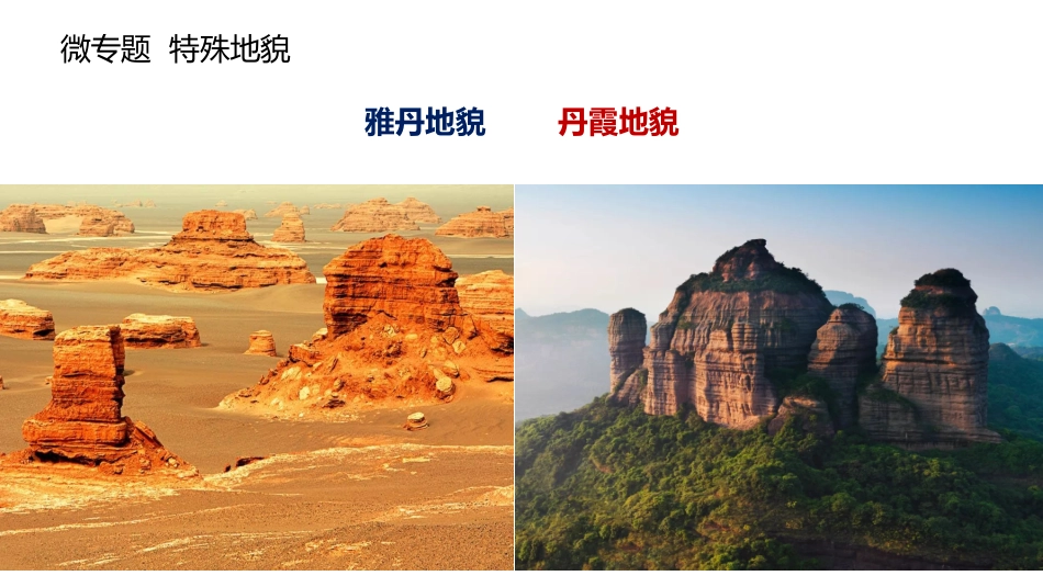微专题特殊地貌对比雅丹地貌丹霞地貌_第1页