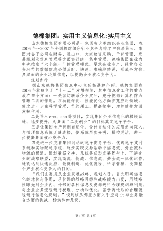 德棉集团实用主义信息化实用主义