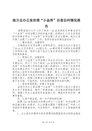 地方志办公室治理小金库自查自纠情况报告