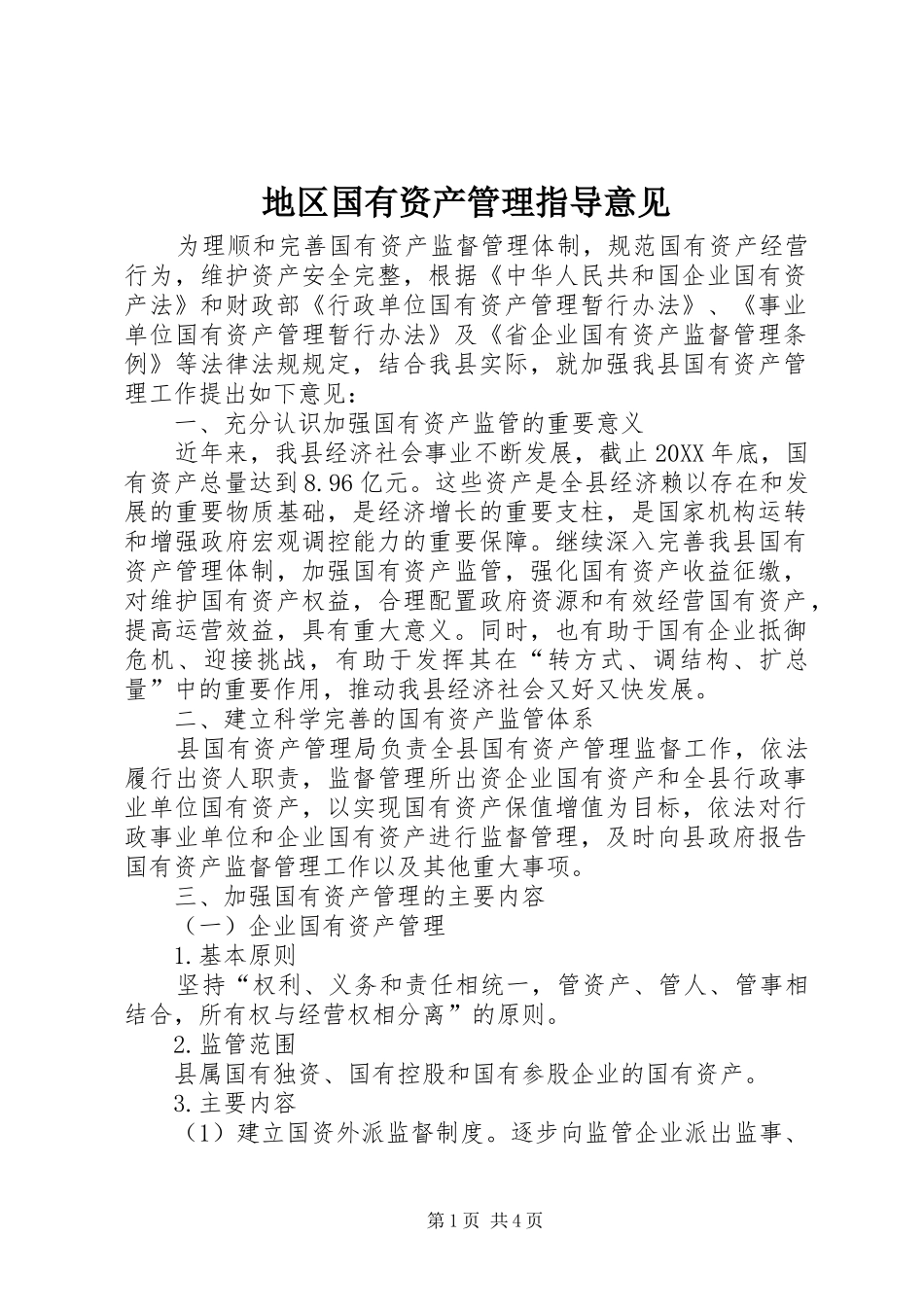地区国有资产管理指导意见_第1页