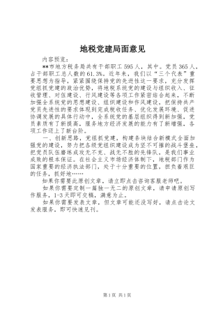 地税党建局面意见