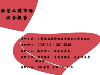 雅莹品牌市场调查报告