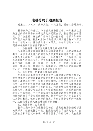 地税分局长述廉报告