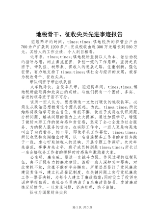 地税骨干征收尖兵先进事迹报告