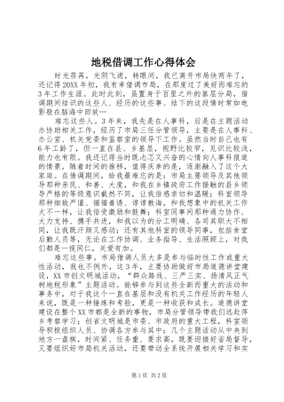 地税借调工作心得体会
