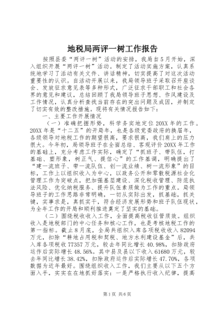 地税局两评一树工作报告