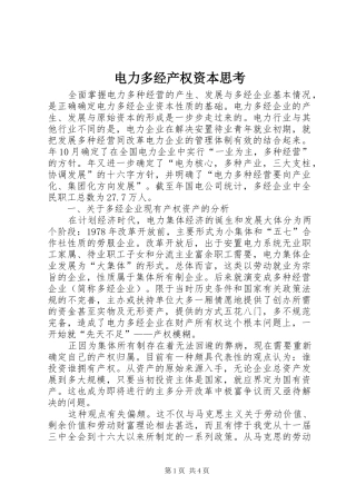 电力多经产权资本思考