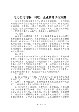 电力公司司徽司歌企业精神试行方案