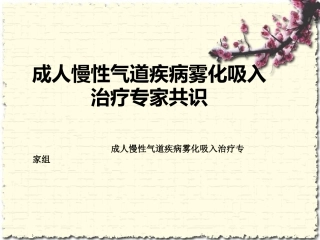 成人慢性气道疾病雾化吸入治疗专家共识