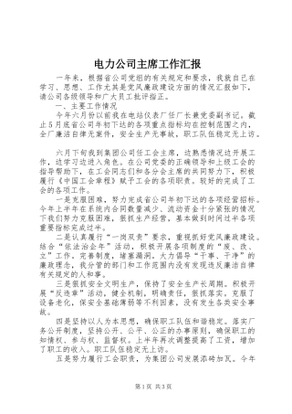 电力公司主席工作汇报