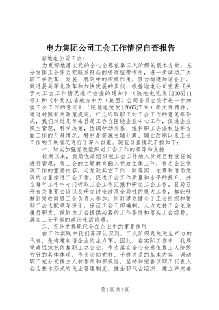电力集团公司工会工作情况自查报告