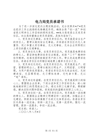 电力局党员承诺书