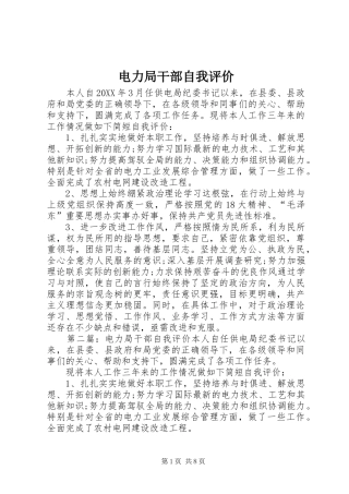 电力局干部自我评价