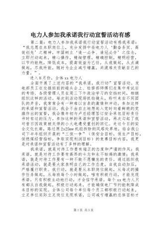 电力人参加我承诺我行动宣誓活动有感