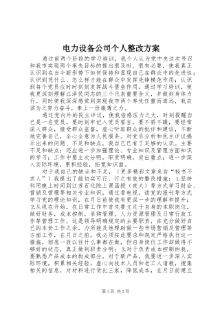 电力设备公司个人整改方案