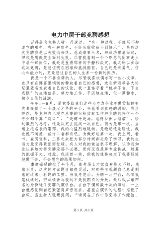 电力中层干部竞聘感想