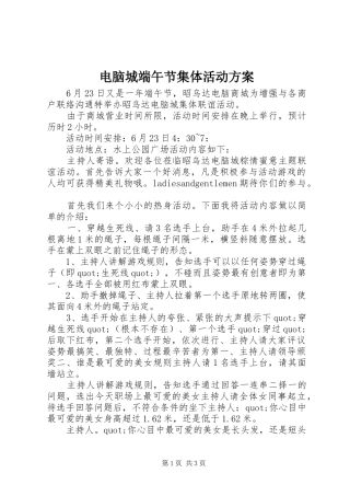电脑城端午节集体活动方案