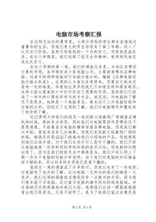 电脑市场考察汇报