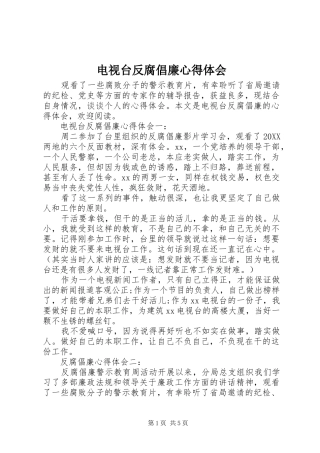 电视台反腐倡廉心得体会