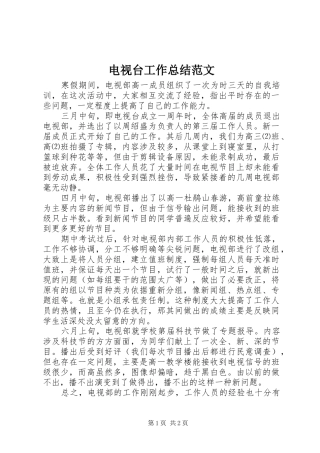 电视台工作总结范文