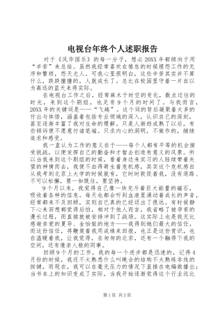 电视台年终个人述职报告