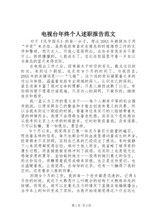 电视台年终个人述职报告范文