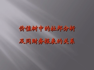 杜邦财务分析