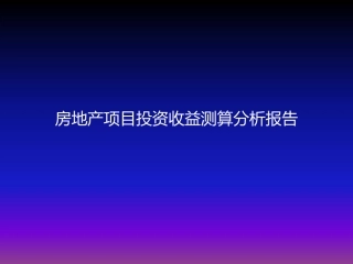 房地产项目投资收益测算分析报告