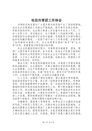 电信共青团工作体会