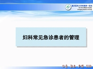 妇科常见急诊患者的管理