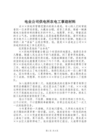 电业公司供电所农电工事迹材料