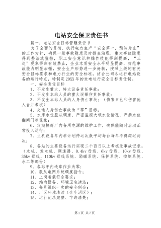 电站安全保卫责任书