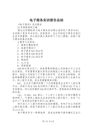 电子商务实训报告总结