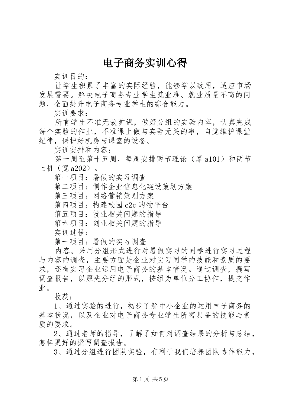 电子商务实训心得_第1页