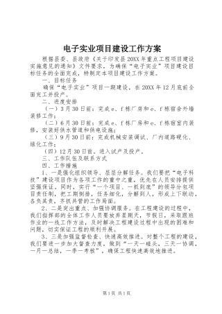 电子实业项目建设工作方案