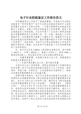电子行业职能鉴定工作报告范文