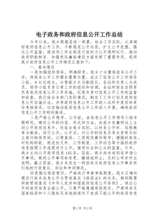 电子政务和政府信息公开工作总结