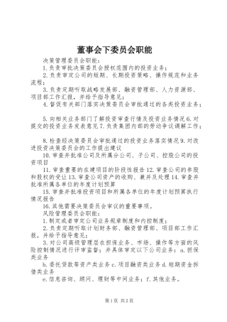 董事会下委员会职能