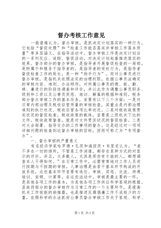 督办考核工作意见