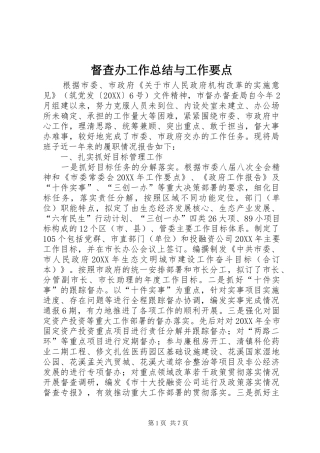 督查办工作总结与工作要点