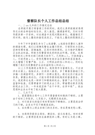 督察队长个人工作总结总结