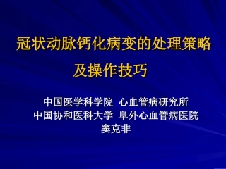 冠状动脉钙化病变的处置策略及操作技巧