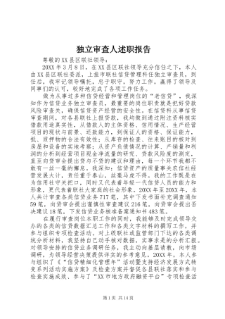 独立审查人述职报告
