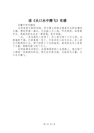 读从口水中腾飞有感