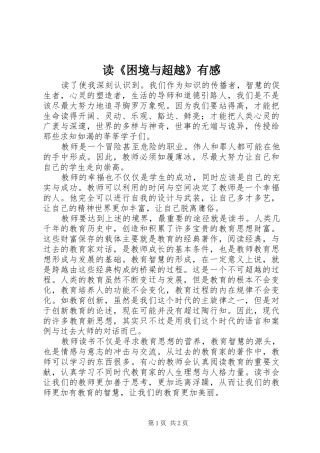读困境与超越有感