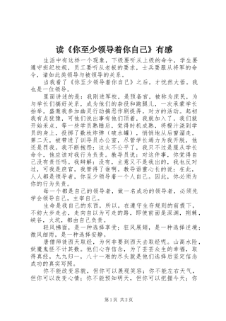 读你至少领导着你自己有感