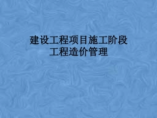 建设工程项目施工阶段工程造价管理